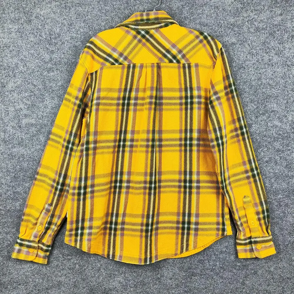 North Face Shirt Mens Medium Yellow Plaid Flannel Button Front Long Sleeve